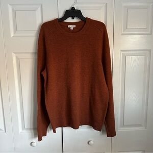 Gap Sweater Mens XL Orange Heather Lambswool Crewneck Pullover Ragland Office